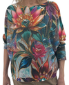 MADE IN ITALY ONE SIZE PRINTED DOLEMAN SWEATER LV04- BEJEWELED LILIES