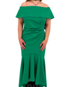 MARINA 262942 OFF SHOULDER HI LO GREEN