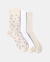 MARTHA STEWART 3 PK  180/3 CMPR MID CREWS GREYHEATHER