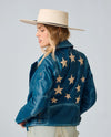 MAURITIUS CHRISTY RF STARRY LEATHER JACKET Americana blue