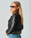 MAURITIUS CORA RF AZTEC STITCH LEATHER JACKET black
