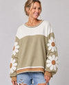 MELLO MT50997 COLORBLOCK DAISY GRAPHIC TOP