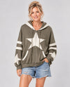 MELLO MT51020 HOODED SWEATSHIRT W/ STAR PATCH OLIVE