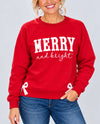 MERRY & BRIGHT EMBROIDERED BOWS SWEATSHIRT 76658-F