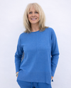 METRIC KNITS 32279 ROLL EDGE NECK PULLOVER HUMID BLUE