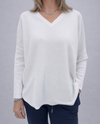 METRIC KNITS 32508 V-NECK PULLOVER WITH RIBBED SLEEVES WHITE
