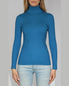 METRIC KNITS TURTLENECK RIB PULLOVER INDIGO BLUE
