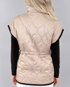 MICHAEL TYLER 25F5986 QUILTED TIE WAIST VEST TAN BACK