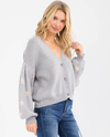 MIRACLE M9145 STAR SLEEVE CARDIGAN GREY
