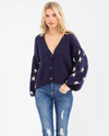MIRACLE M9145 STAR SLEEVE CARDIGAN NAVY
