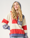 MITTOSHOP C15802 V-NECK HOODIE RED WHITE BLUE