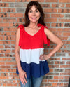 LIME N CHILI MO9273 COLORBLOCK BABYDOLL TOP RED WHITE BLUE