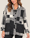 MOONLIGHT 3570 ABSTRACT WIDE SLEEVE JACKET WITH POCKETS BLACK & WHITE