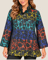 MOONLIGHT 4114 ABSTRACT RUFFLE COLLAR JACKET black multi