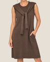 MSK 93886 KNIT DRESS WITH FAUX CARDIGAN hickory