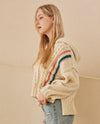 MELLO MT40326 HOODED HI LO SWEATER WITH STRIPES IVORY
