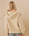 MELLO MT40326 HOODED HI LO SWEATER WITH STRIPES IVORY