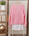 MELLO MT40337 KNIT CARDIGAN WITH HEARTS PINK