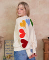 MELLO MT40435 RAINBOW HEART PATCHED SWEATER IVORY MULTI