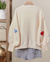 MELLO MT40444 HEART ROUND NECK SWEATER CREAM
