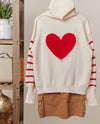 MELLO MT40445 HEART STRIPED SWEATER WITH HOODIE IVORY