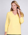 MULTIPLES M16102TM 3/4 SLEEVE V-NECK TOP DAFFODIL
