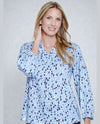 MULTIPLES M16309ATW WOMENS RUFFLE NECK PRINT TOP multi
