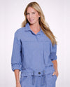 MULTIPLES M16501 PETITE DRAWSTRING WAIST JACKET CHAMBRAY