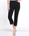 MULTIPLES M16721PW PULL-ON CROP PANT WITH HEM TRIM BLACK