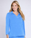 MULTIPLES M16723TM JOHNNY COLLAR V-NECK TOP French blue