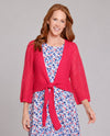 MULTIPLES M26105KM 3/4 SLEEVE TIE FRONT CARDIGAN red