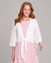 MULTIPLES M26105KM 3/4 SLEEVE TIE FRONT CARDIGAN white