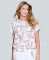 MULTIPLES M26107TP SHORT SLEEVE DOLMAN TIE WAIST TOP beige