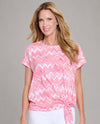 MULTIPLES M26107TP SHORT SLEEVE DOLMAN TIE WAIST TOP coral