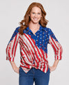 MULTIPLES M26305BP PETITE FREEDOM RINGS TIE FRONT TOP blue