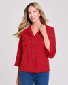 MULTIPLES M26308JP PETITE 3/4 SLEEVE STARS FRINGE TRIM JACKET red