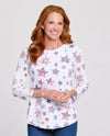 MULTIPLES M26312TP PETITE FREEDOM RINGS SCOOP NECK TOP white