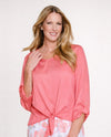 MULTIPLES M26603TM V-NECK 3/4 SLEEVE TIE WAIST CORAL