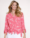 MULTIPLES M26606BM FLORAL BUTTON DOWN CORAL