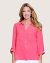 MULTIPLES M26611BM BUTTON FRONT 3/4 SLEEVE CORAL