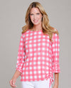 MULTIPLES M26612TP 3/4 SLEEVE DRAWSTRING TOP coral