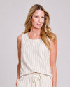 MULTIPLES M26712TP PETITE STRIPE SCOOP NECK TANK flax