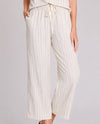 MULTIPLES M26713PP PETITE STRIPE DRAWSTRING CROP PANT flax