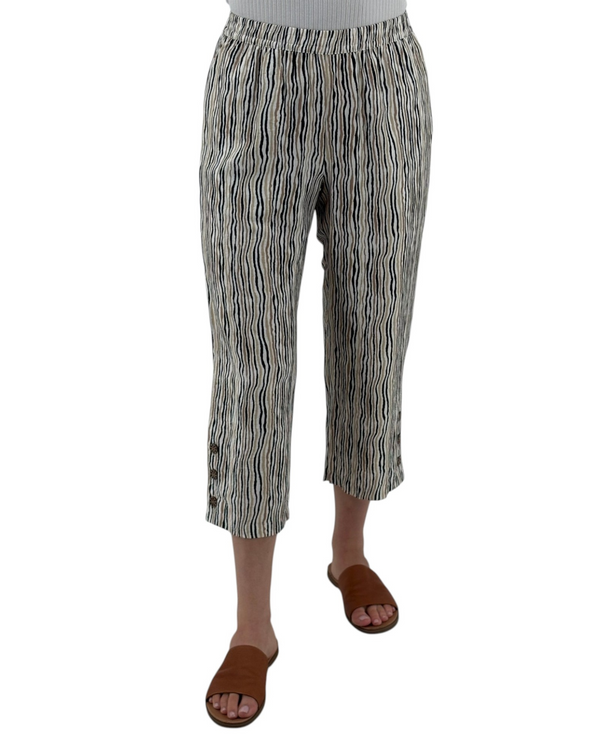 MULTIPLES M35303PP HEM VENT CROP LOUNGE PANT BLACK PRINT