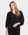 MULTIPLES M36102TM PUFF SLEEVE BANDED V-NECK WOVEN TOP black