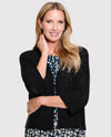 MULTIPLES M36104KM 3/4 SLEEVE DROP SHOULDER OPEN FRONT CARDIGAN black
