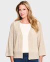 MULTIPLES M36104KM 3/4 SLEEVE DROP SHOULDER OPEN FRONT CARDIGAN natural