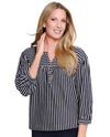 MULTIPLES M36203TP PETITES 3/4 PUFF SLEEVE DROP SHOULDER KNIT TOP midnight