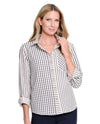 MULTIPLES M36209BP PETITES LONG SLEEVE BUTTON FRONT HI-LO WOVEN SHIRT midnight