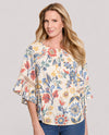 MULTIPLES M36303TM 3/4 RAGLAN SLEEVE FLORAL TOP CREAM